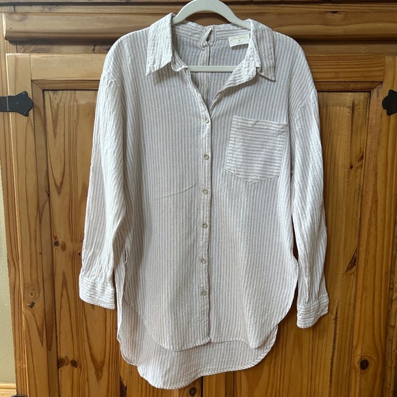 Allie Rose Top Linen Cotton Blend Button Up Women's Size Medium - Picture 1 of 10